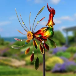 Plow & Hearth Wind Spinners>Metal Wind Spinner, Spinning Rooster, 63"H