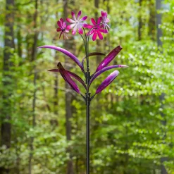 Plow & Hearth Wind Spinners>Metal Wind Spinner Spiral Spinning Flowers, 88"H