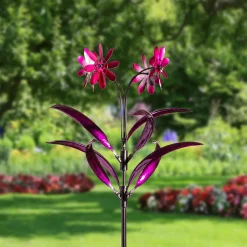 Plow & Hearth Wind Spinners>Metal Wind Spinner Spiral Spinning Flowers, 88"H