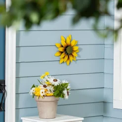 Plow & Hearth Wind Spinners>Metal Yellow Sunflower Wall Spinner, 13"