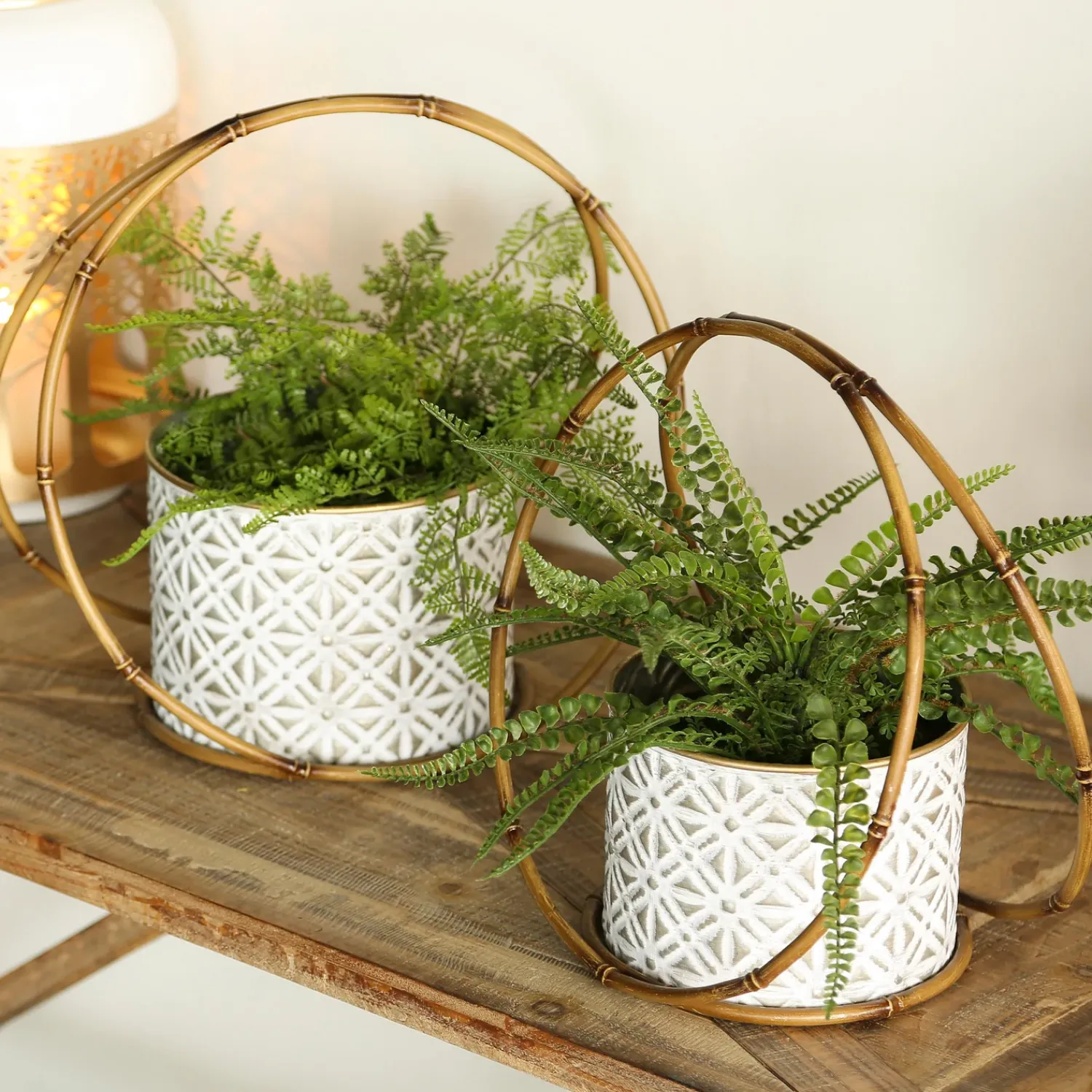 Plow & Hearth Planters & Plant Stands>Metallic Tabletop Planters Set of 2