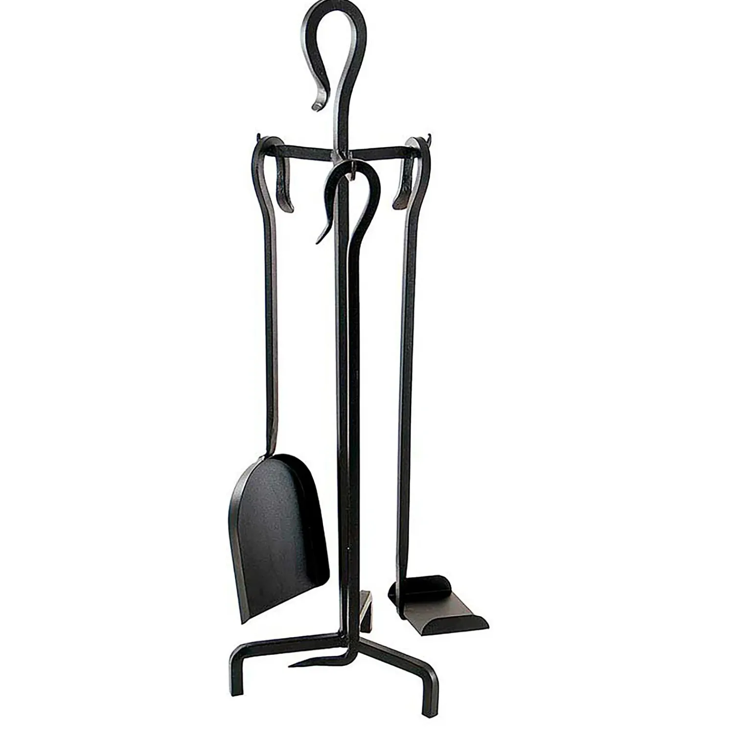 Plow & Hearth Fireplace Tool Sets>Mini 4-Piece Fireplace Tool Set with Hook-Loop Handles Black