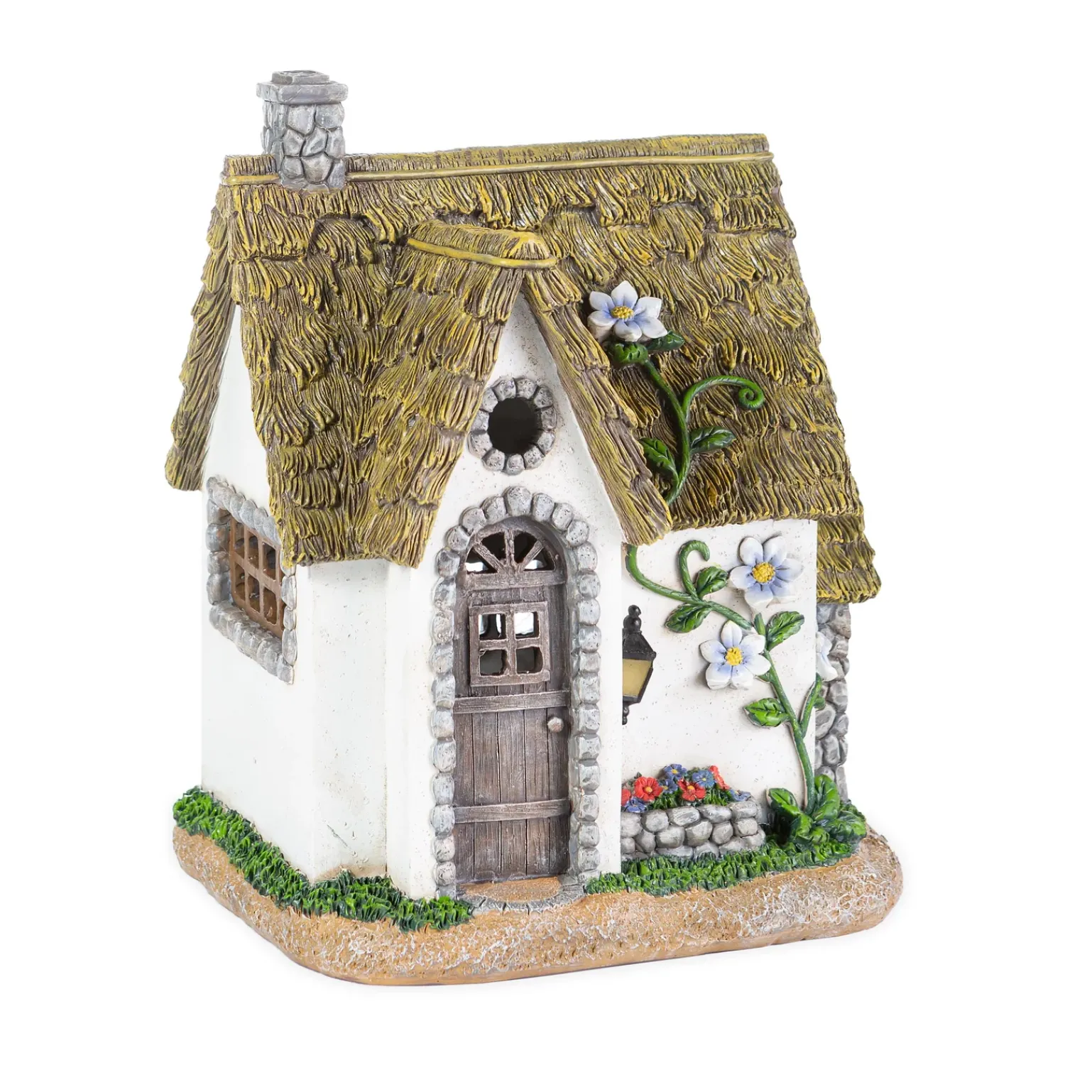 Plow & Hearth Garden Statues|Solar Accents>Miniature Fairy Garden Solar English Stone Cottage