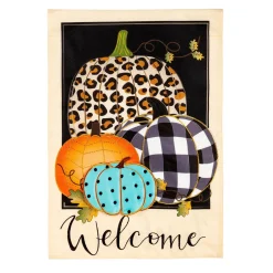 Plow & Hearth Garden Flags>Mixed Print Pumpkins Linen Garden Flag