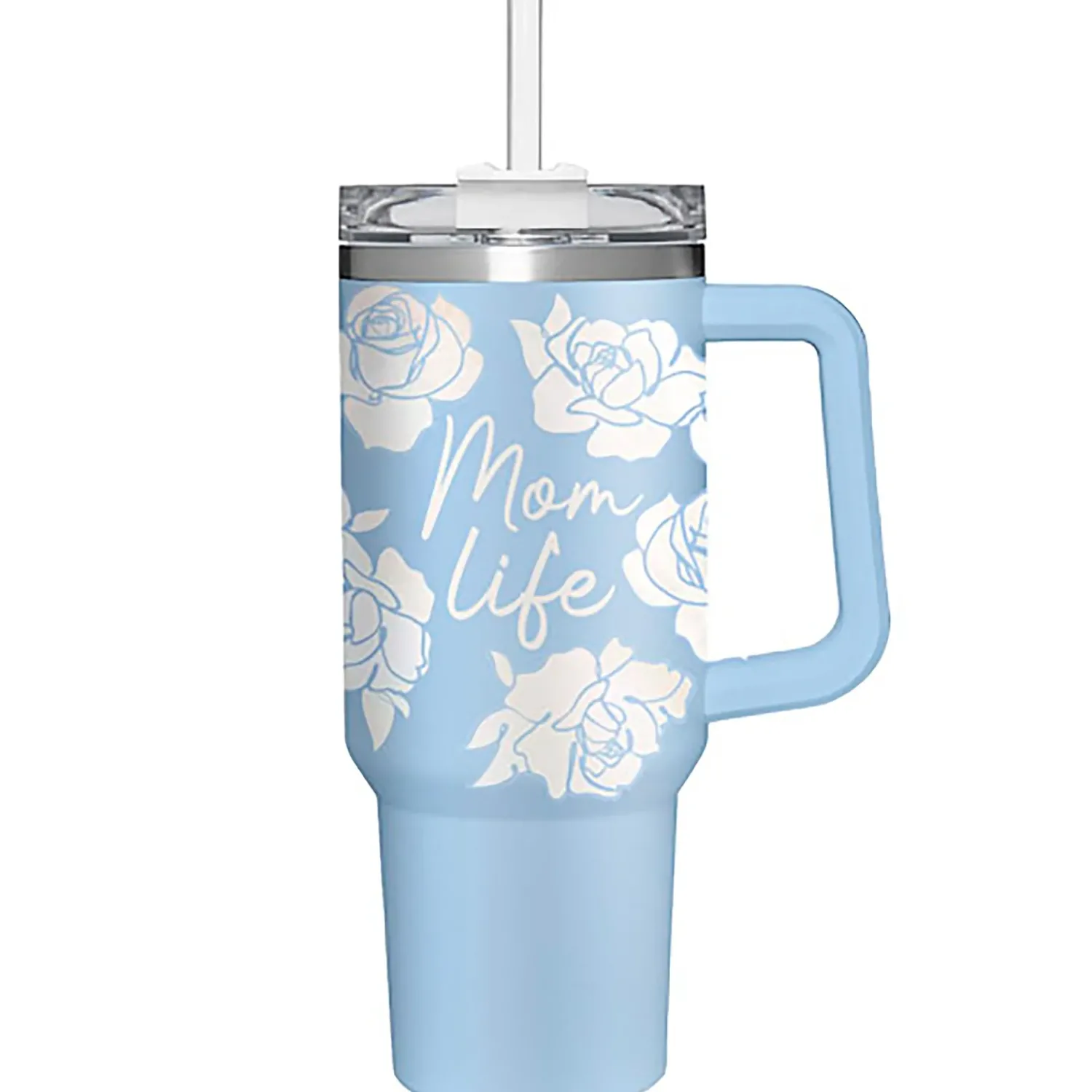 Plow & Hearth Travel Cups>Mom Life Canyon Cup, Double Wall Stainless Steel w/ Straw, 40oz, Gift Box
