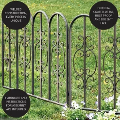 Plow & Hearth Garden Fencing & Edging>Montebello Iron Garden Fencing, Set of 2 Gunmetal