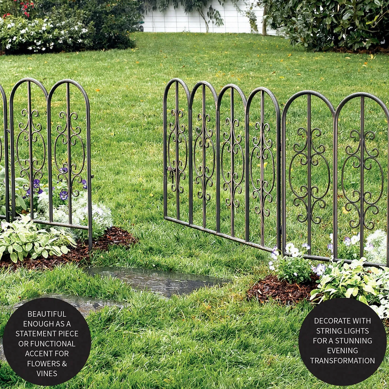 Plow & Hearth Garden Fencing & Edging>Montebello Iron Garden Fencing, Set of 2 Gunmetal