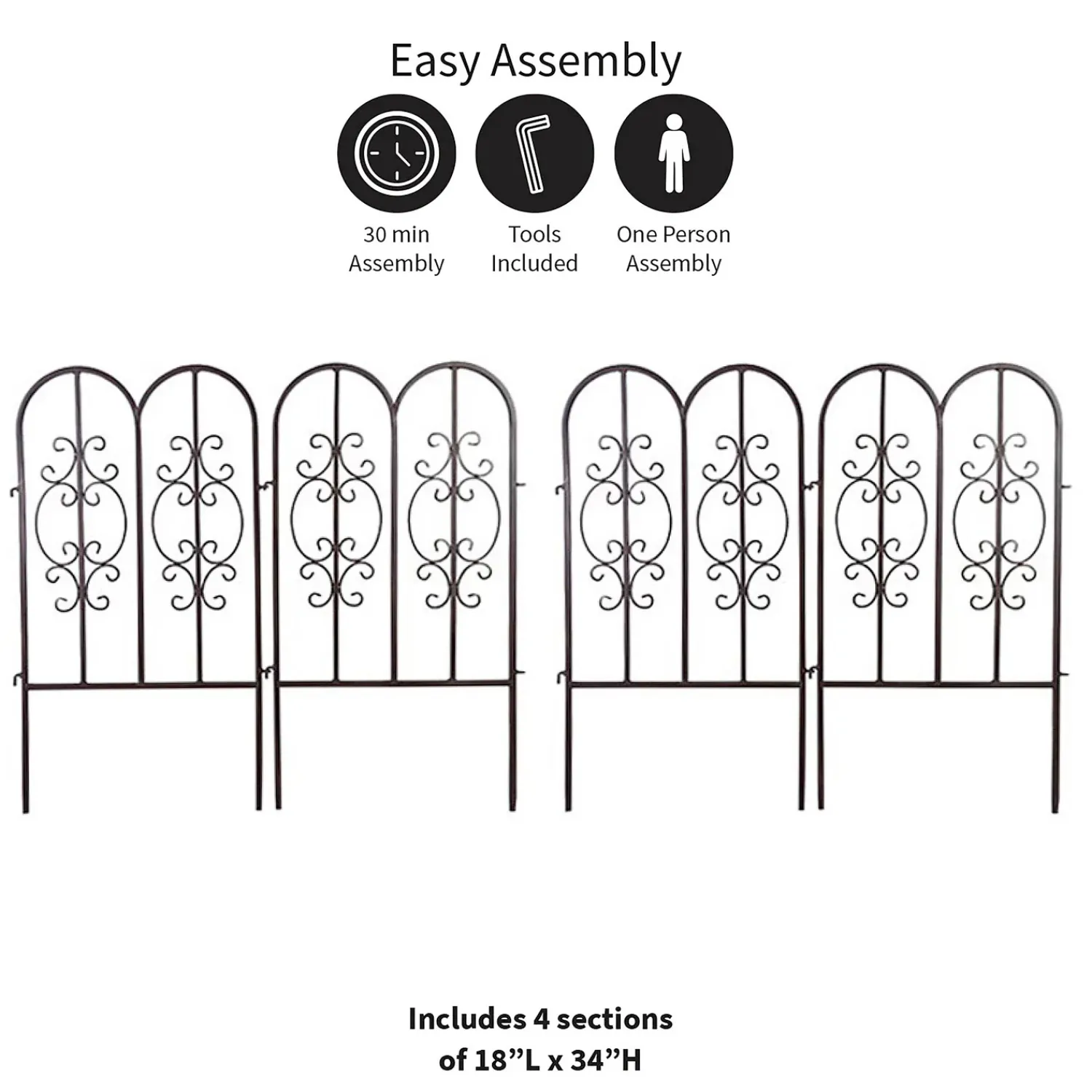 Plow & Hearth Garden Fencing & Edging>Montebello Iron Garden Fencing, Set of 2 Gunmetal