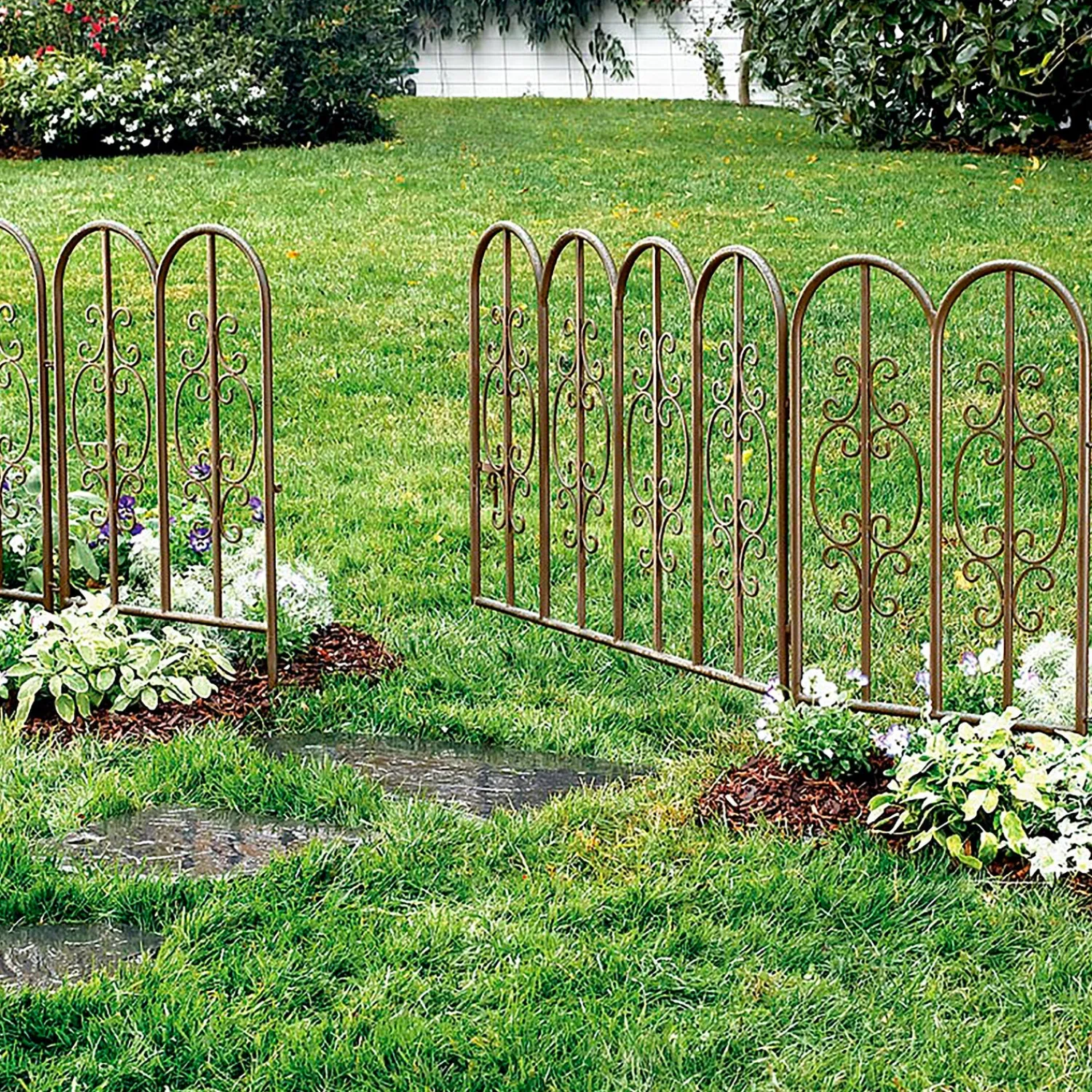 Plow & Hearth Garden Stakes|Garden Fencing & Edging>Montebello Iron Garden Fencing with Gate Gunmetal