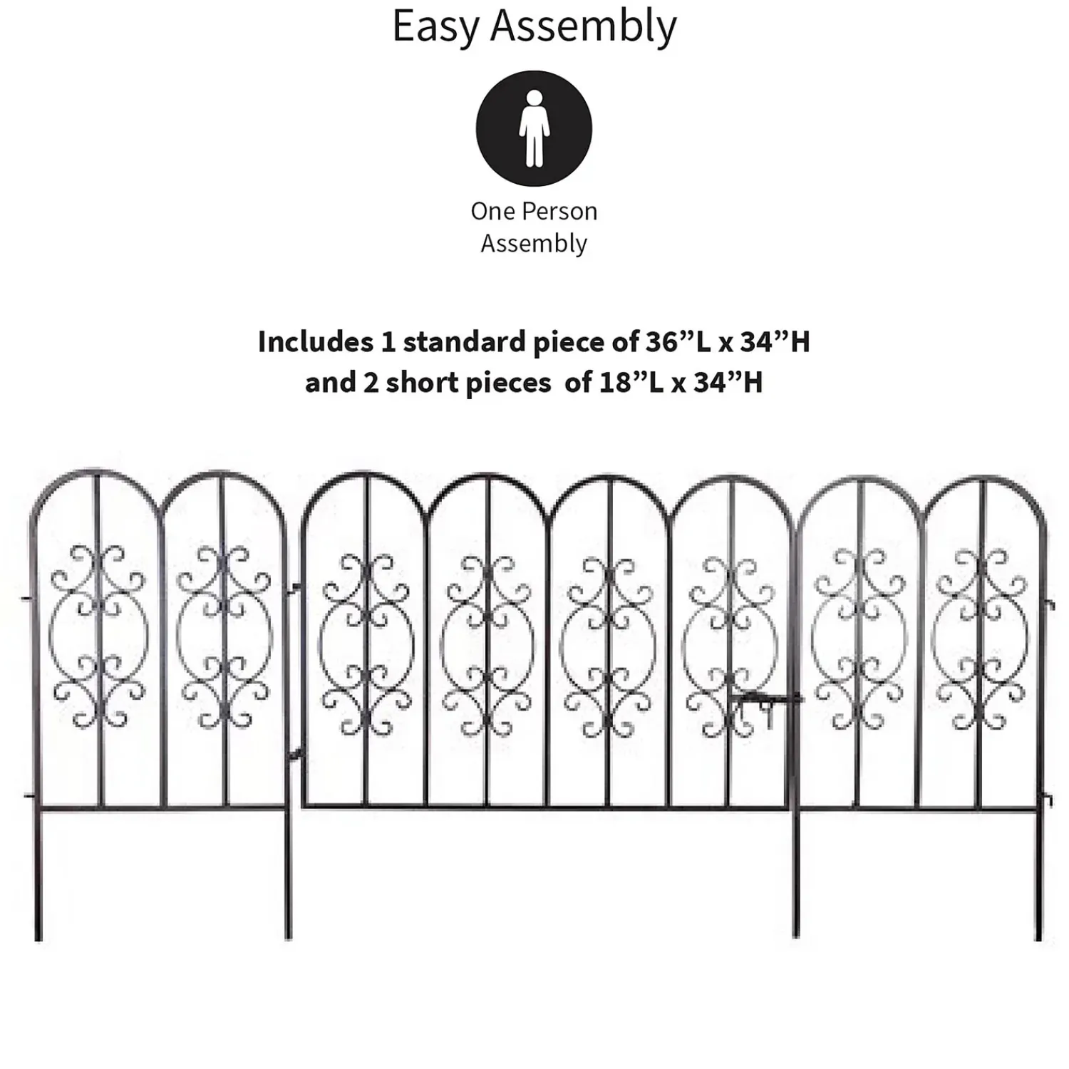 Plow & Hearth Garden Stakes|Garden Fencing & Edging>Montebello Iron Garden Fencing with Gate Gunmetal