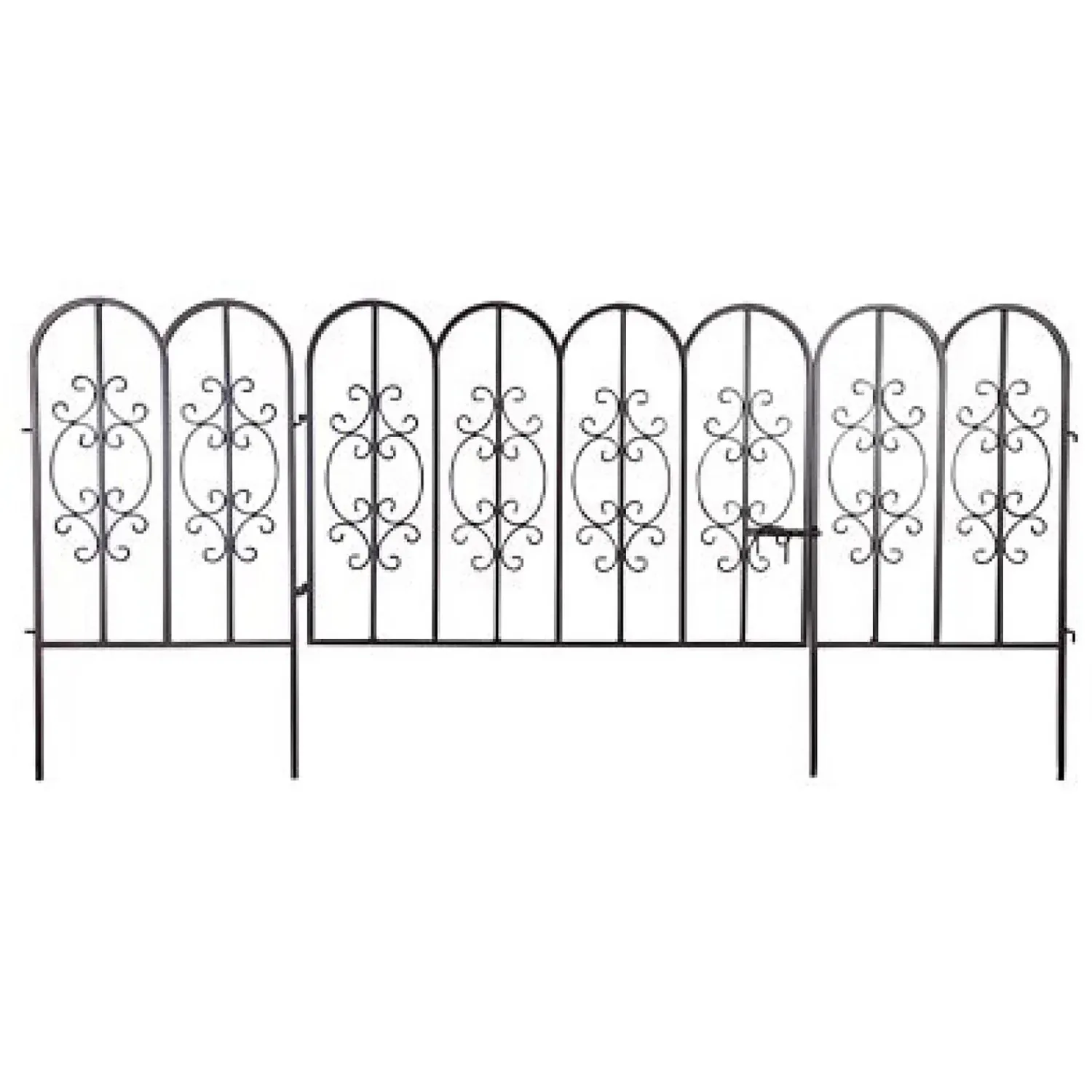 Plow & Hearth Garden Stakes|Garden Fencing & Edging>Montebello Iron Garden Fencing with Gate Gunmetal