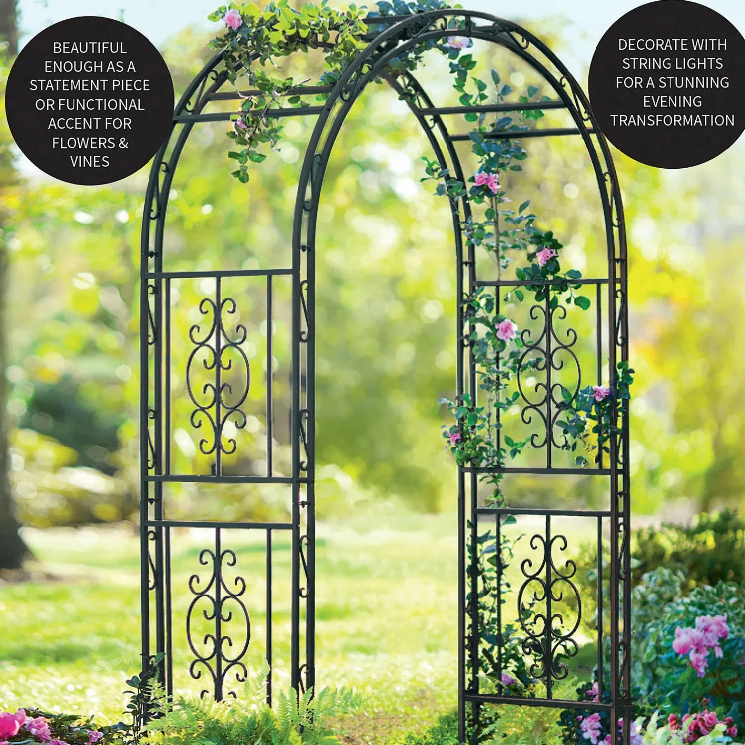 Plow & Hearth Arbors & Trellises>Montebello Scrollwork Metal Garden Arbor
