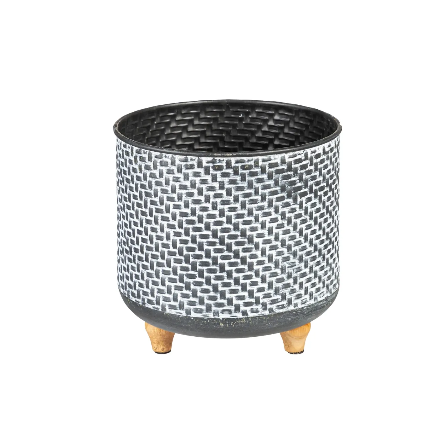 Plow & Hearth Planters & Plant Stands>Multi-Color Metal Planters with Wooden Legs, Nested Set of 3