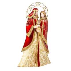 Plow & Hearth Garden Statues|Decorative Accents>Nativity Garden Statue, Metal & Capiz Statue. Holy Family, 16"H