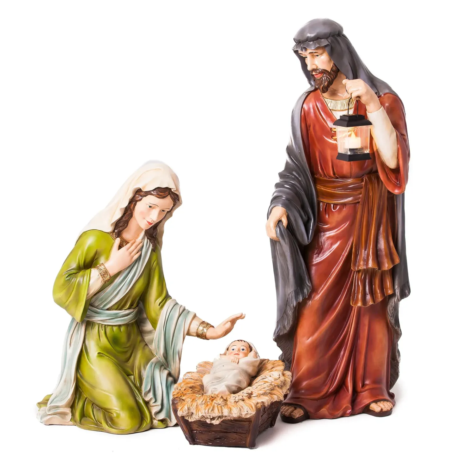 Plow & Hearth Garden Statues>Nativity Set of 3: Mary, Joseph, and Baby Jesus, Full Color