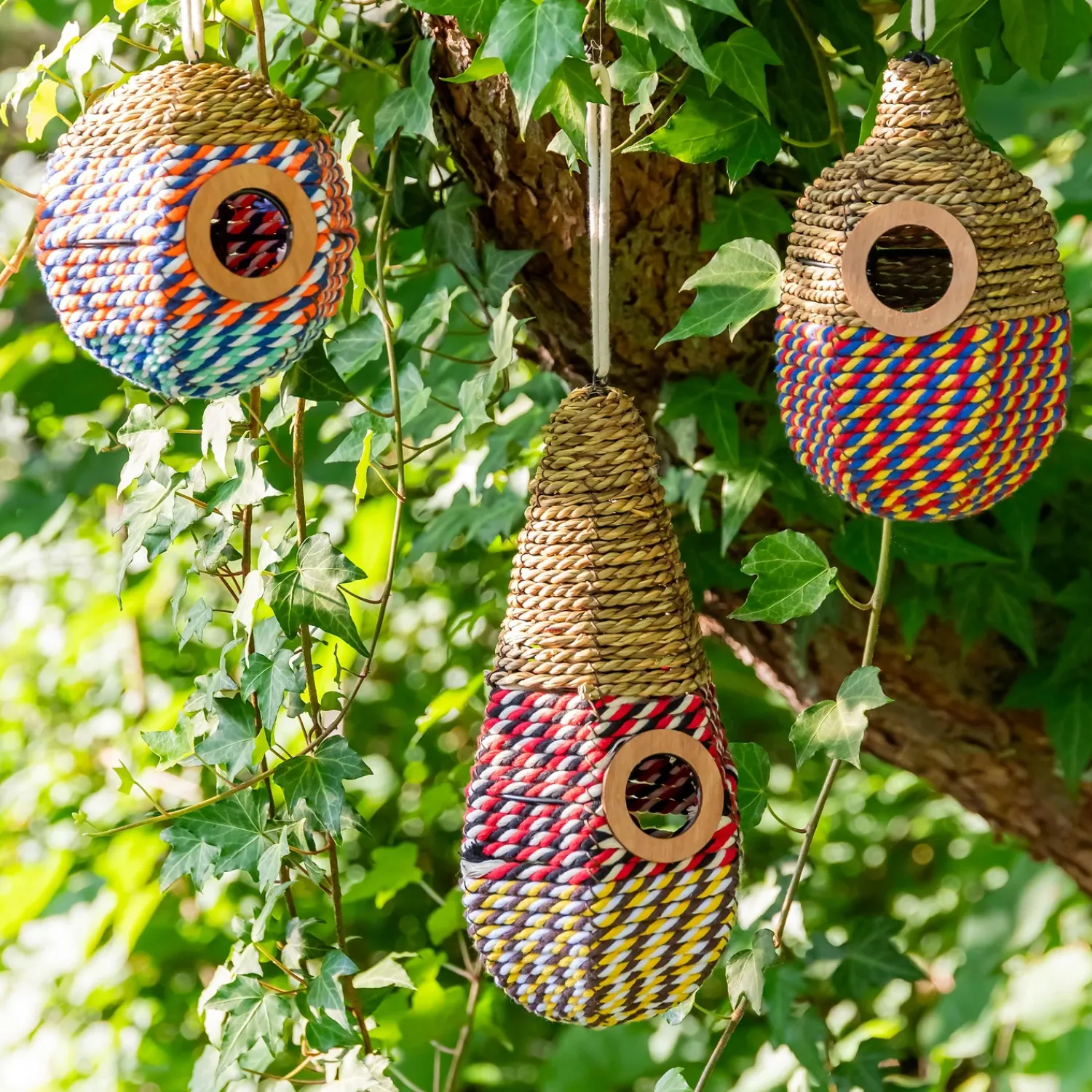 Plow & Hearth Birdhouses>Natural Woven Seagrass Birdhouses, Set of 3