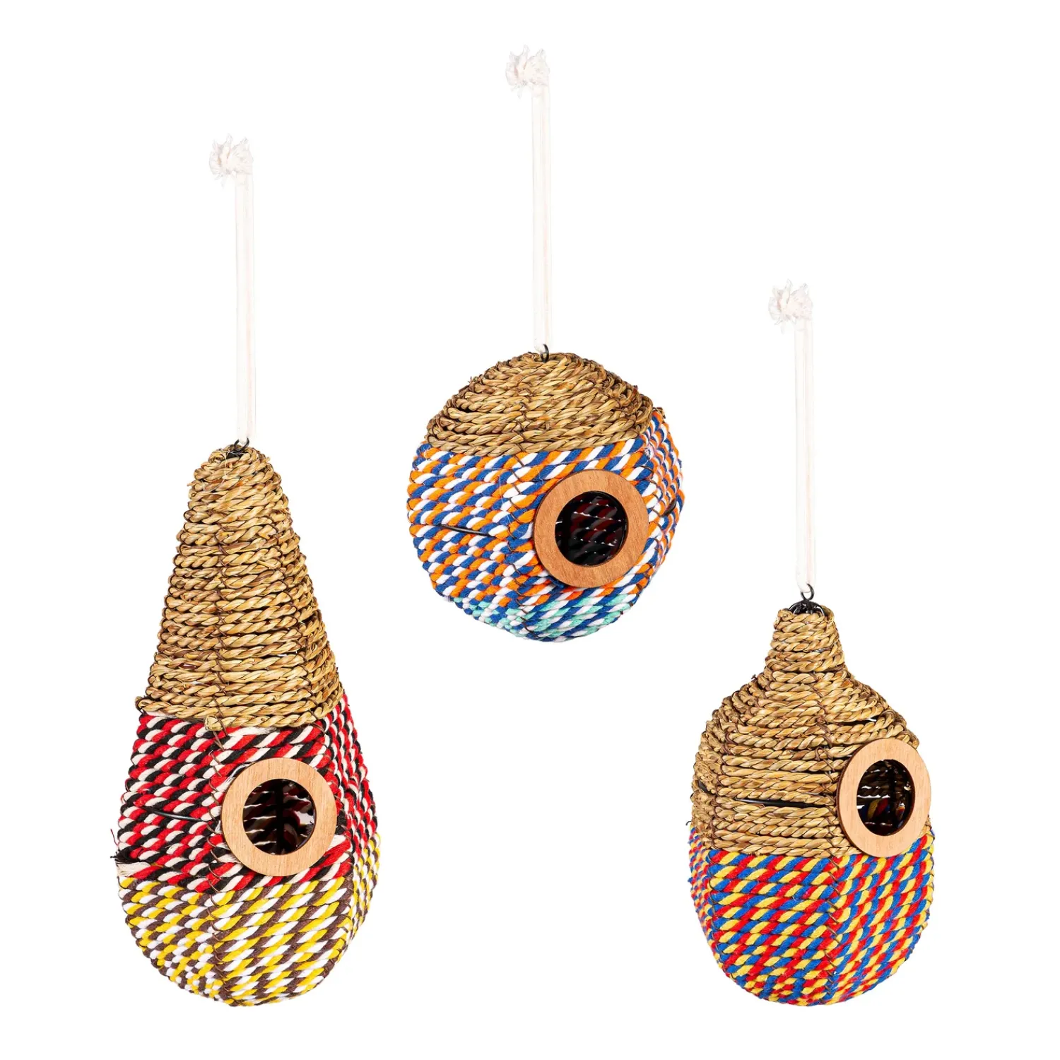 Plow & Hearth Birdhouses>Natural Woven Seagrass Birdhouses, Set of 3