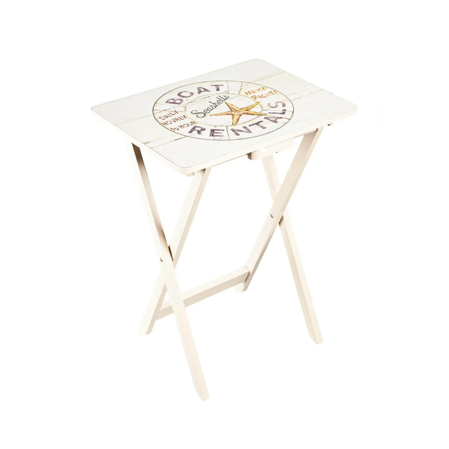 Plow & Hearth Accent Tables>Nautical TV Tray Set With Stand, Set of 4