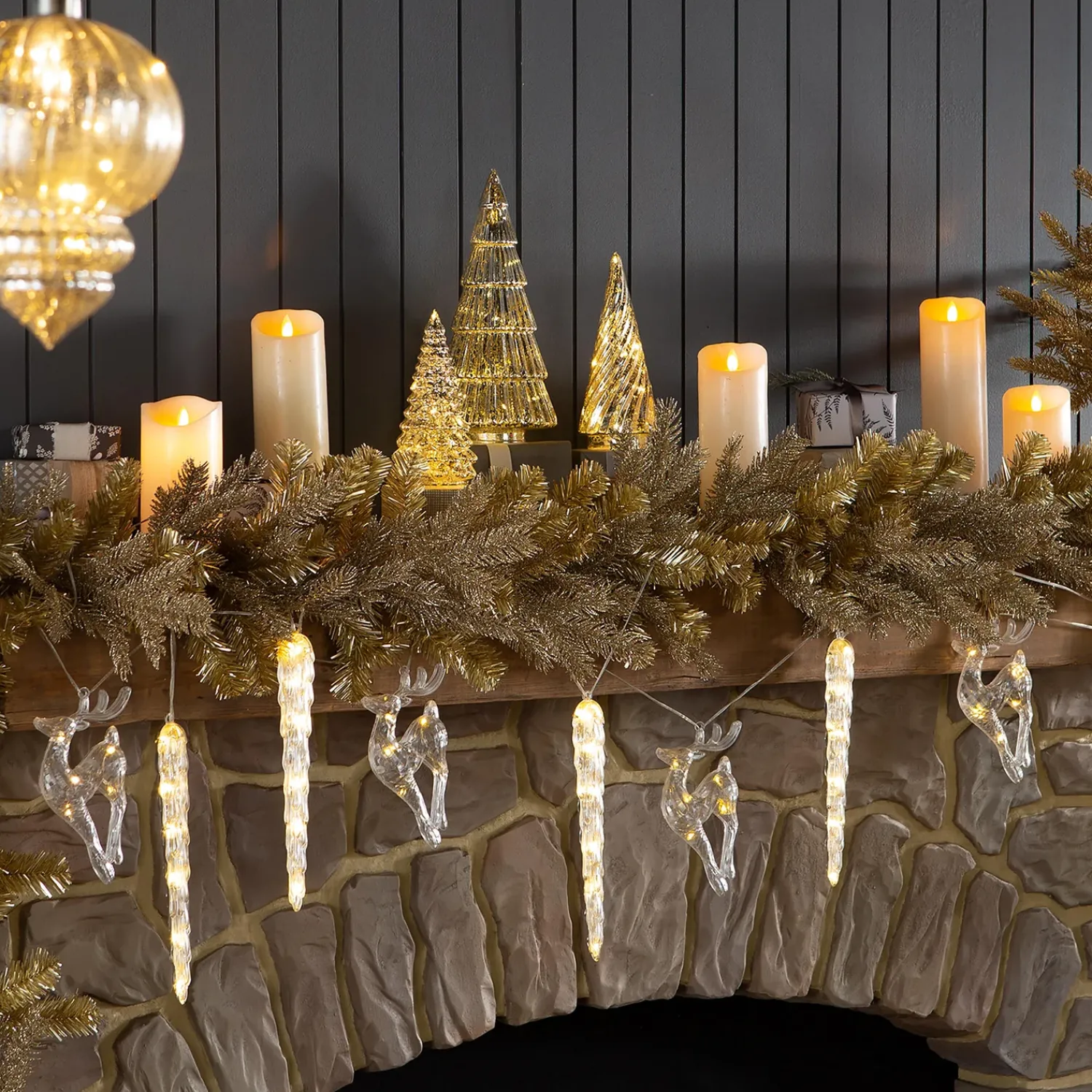 Plow & Hearth Lighted Trees & Garlands>Newport Indoor/Outdoor Glitter Garland