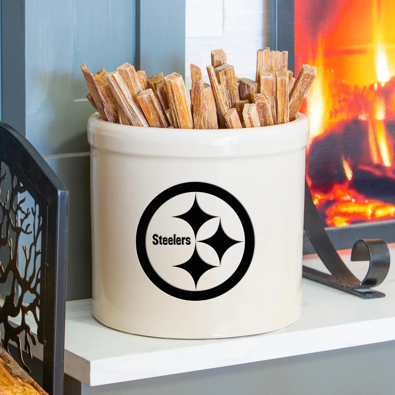 Plow & Hearth Planters & Plant Stands>NFL Team Logo Stoneware Crock