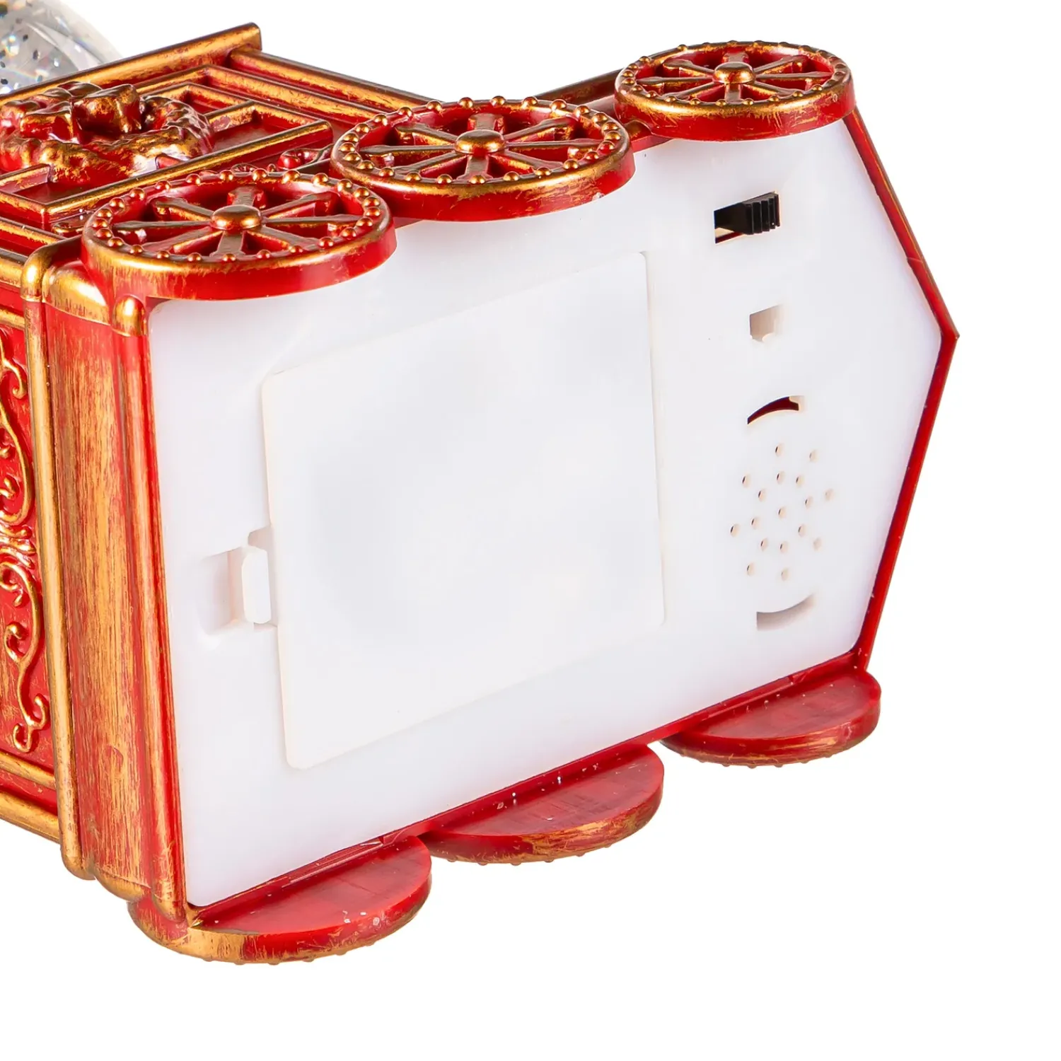 Plow & Hearth Decorative Accents|Lighted Accents>North Pole Express LED Table Decor Train Spinning Water Lantern with Santa and Tree, 7.5"