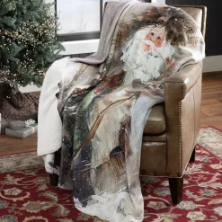 Plow & Hearth Throws & Blankets>Northwoods Santa Sherpa Fleece Throw