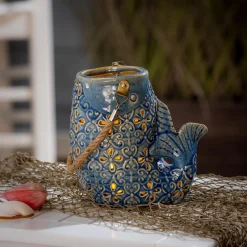 Plow & Hearth Candles & Lanterns>Novelty Fish Ceramic Lantern
