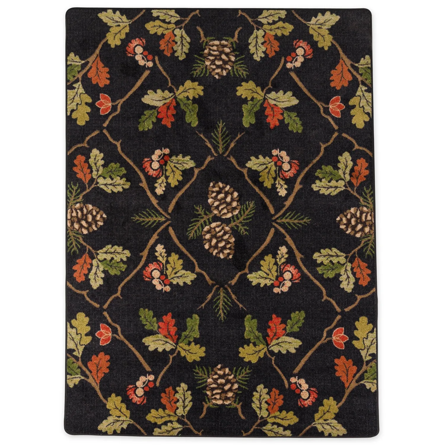 Plow & Hearth Area Rugs>Oakwood Pine Cone and Oak Leaf Rug, 5'4" x 7'8"