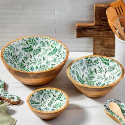 Plow & Hearth Plates & Platters|Serveware>Olive Oasis Wood Bowl Set