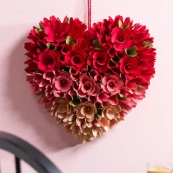 Plow & Hearth Faux Flowers & Plants>Ombre Floral Heart Hanging Décor