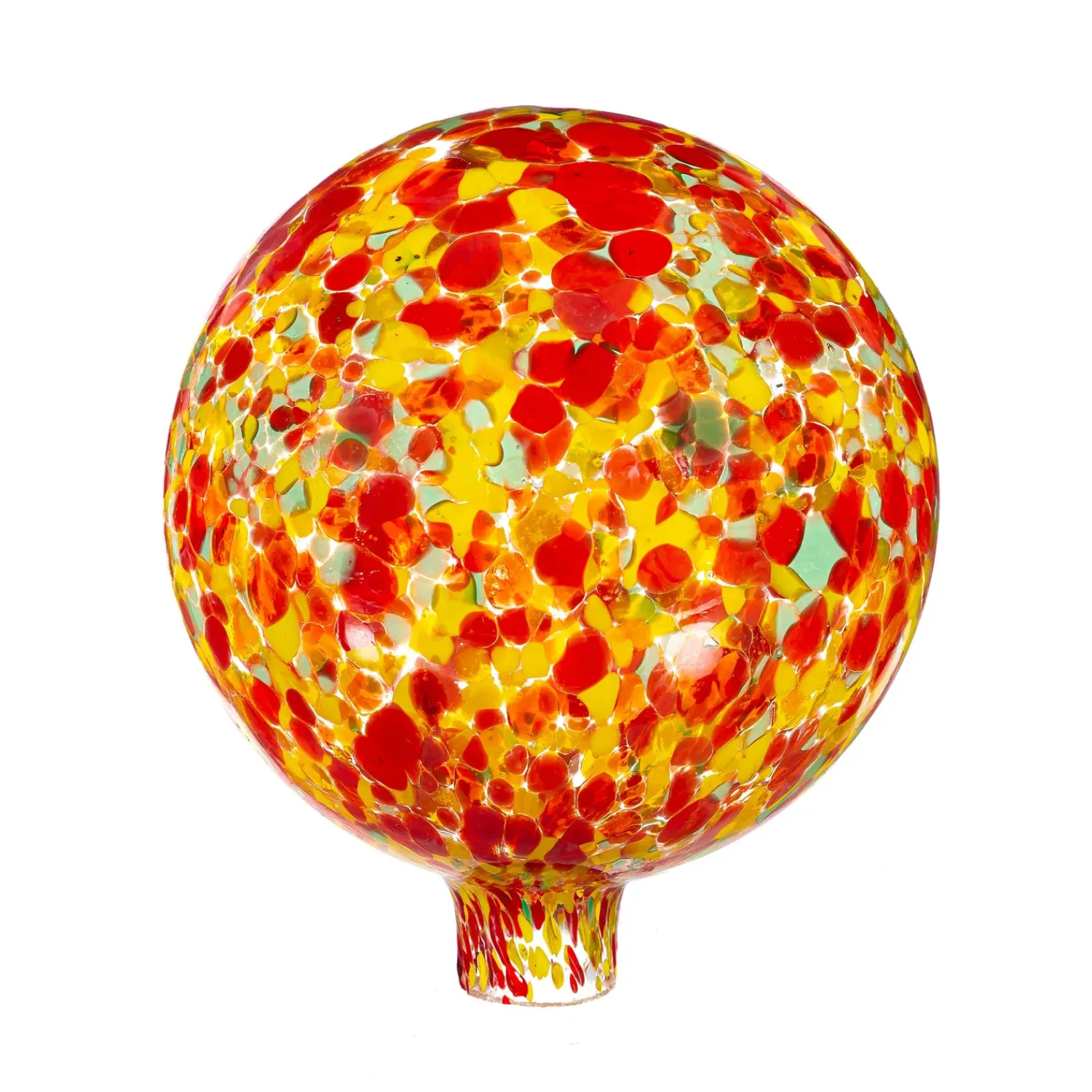 Plow & Hearth Gazing Balls>Orange and Yellow Glass Gazing Ball, 10"