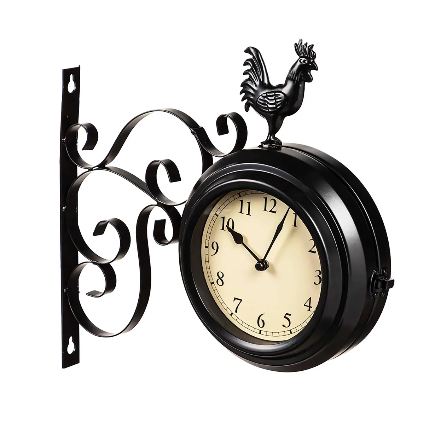 Plow & Hearth Wall Art>Outdoor Rooster Clock and Thermometer
