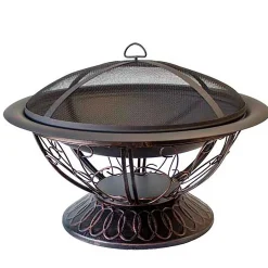 Plow & Hearth Fire Pits|Fire Pits>Outdoor Wood-Burning Fire Pit with Scroll Design