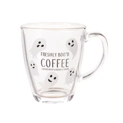 Plow & Hearth Coffee & Tea Cups>17oz Glass Coffee Cup w/ Gift Box, Freshly Boo'd Coffee