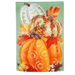 Plow & Hearth House & Estate Flags>Painted Fall Pumpkins Suede House Flag