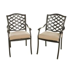 Plow & Hearth Outdoor Seating Sets>Park Grove Cast Aluminum Outdoor Armchairs with Cushions, Set of 2