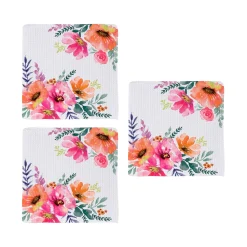 Plow & Hearth Kitchen Linens>Pastels of Nature Quick Dry Dish Cloth, Set of 3, 10" x 10"