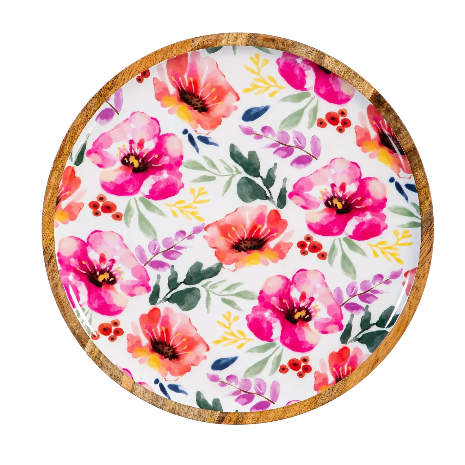 Plow & Hearth Plates & Platters>Pastels of Nature Round Wood Platter, 13.75"L