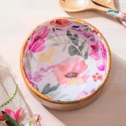 Plow & Hearth Plates & Platters|Serveware>Pastels of Nature Wood Bowl, 9.75"L