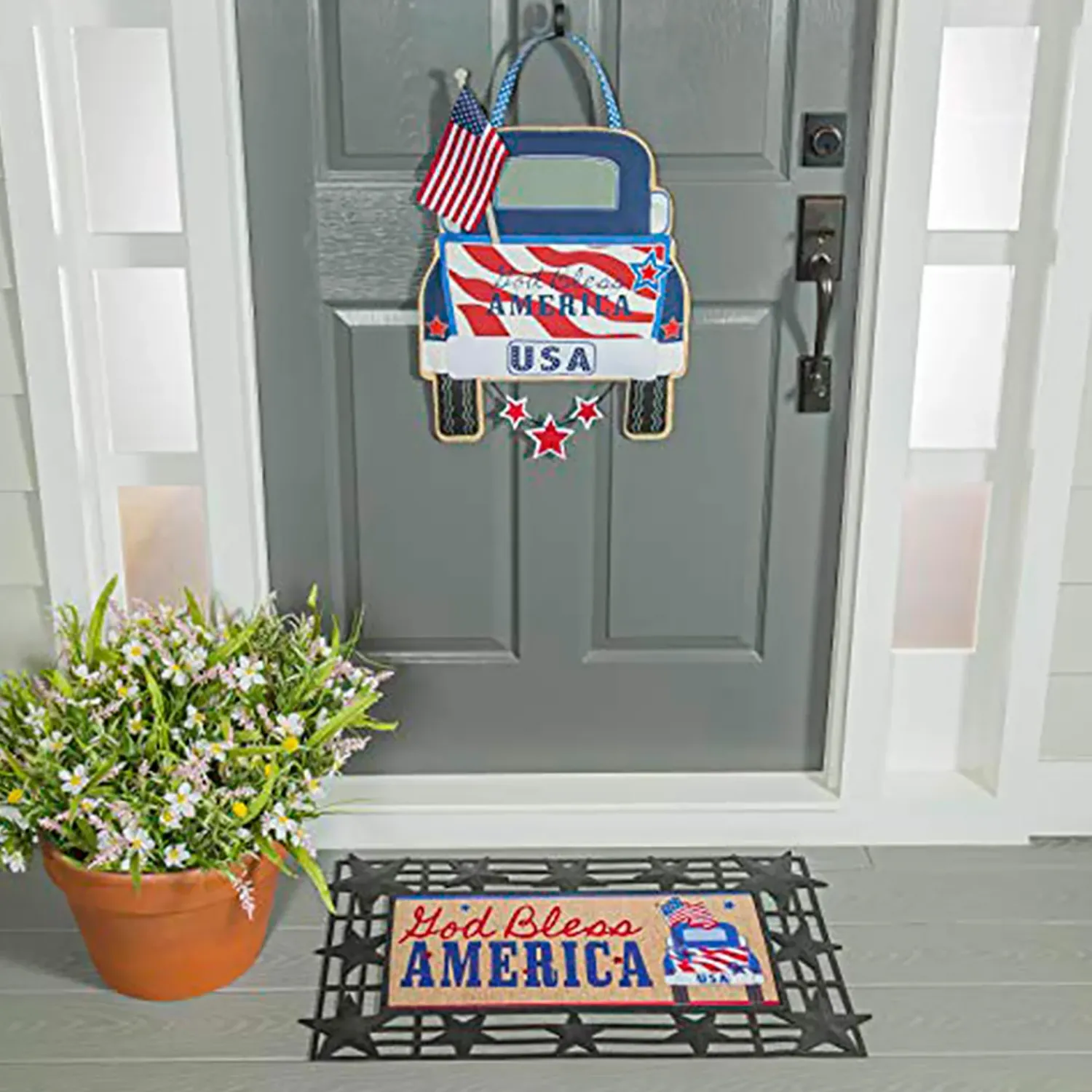 Plow & Hearth Fabric Door Hangers>Patriotic Door Decor and Sassafras Mat Set