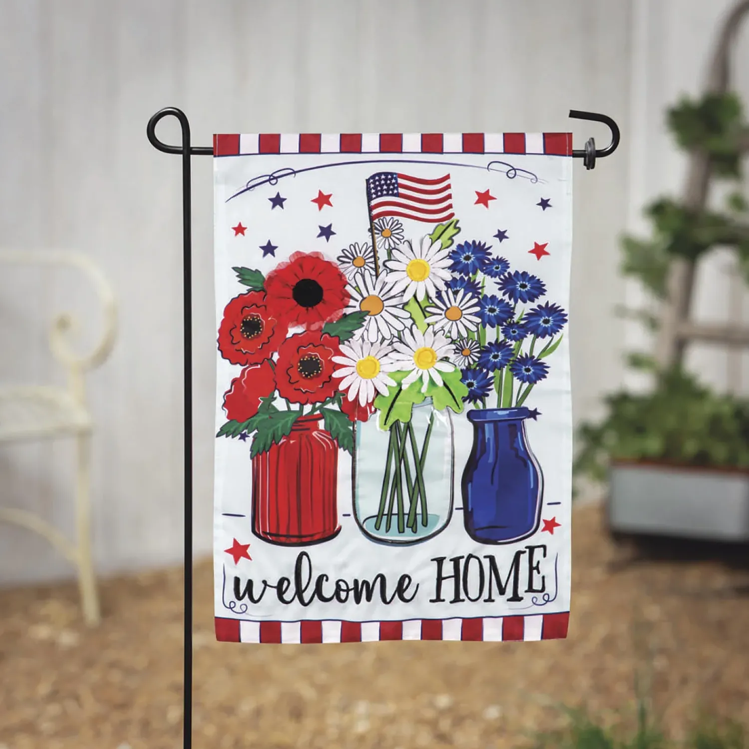 Plow & Hearth Garden Flags>Patriotic Floral Applique Garden Flag