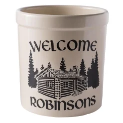 Plow & Hearth Planters & Plant Stands>Personalized Cabin Stoneware Crock, 3 Gallons Black
