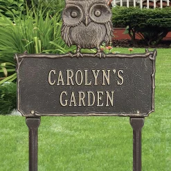 Plow & Hearth Garden Stakes>Personalized Cast Aluminum Owl Sign Bronze