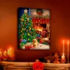 Plow & Hearth Wall Art>Personalized Illuminated Cozy Christmas Wall Art Canvas