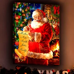 Plow & Hearth Wall Art|Lighted Accents>Personalized Illuminated Santa's List Wall Art Canvas