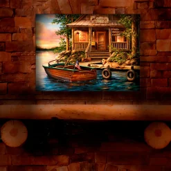 Plow & Hearth Wall Art|Lighted Accents>Personalized Illuminated Marina Wall Art Canvas