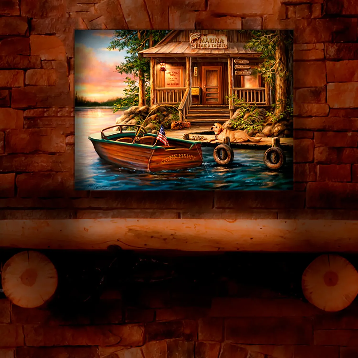 Plow & Hearth Wall Art|Lighted Accents>Personalized Illuminated Marina Wall Art Canvas