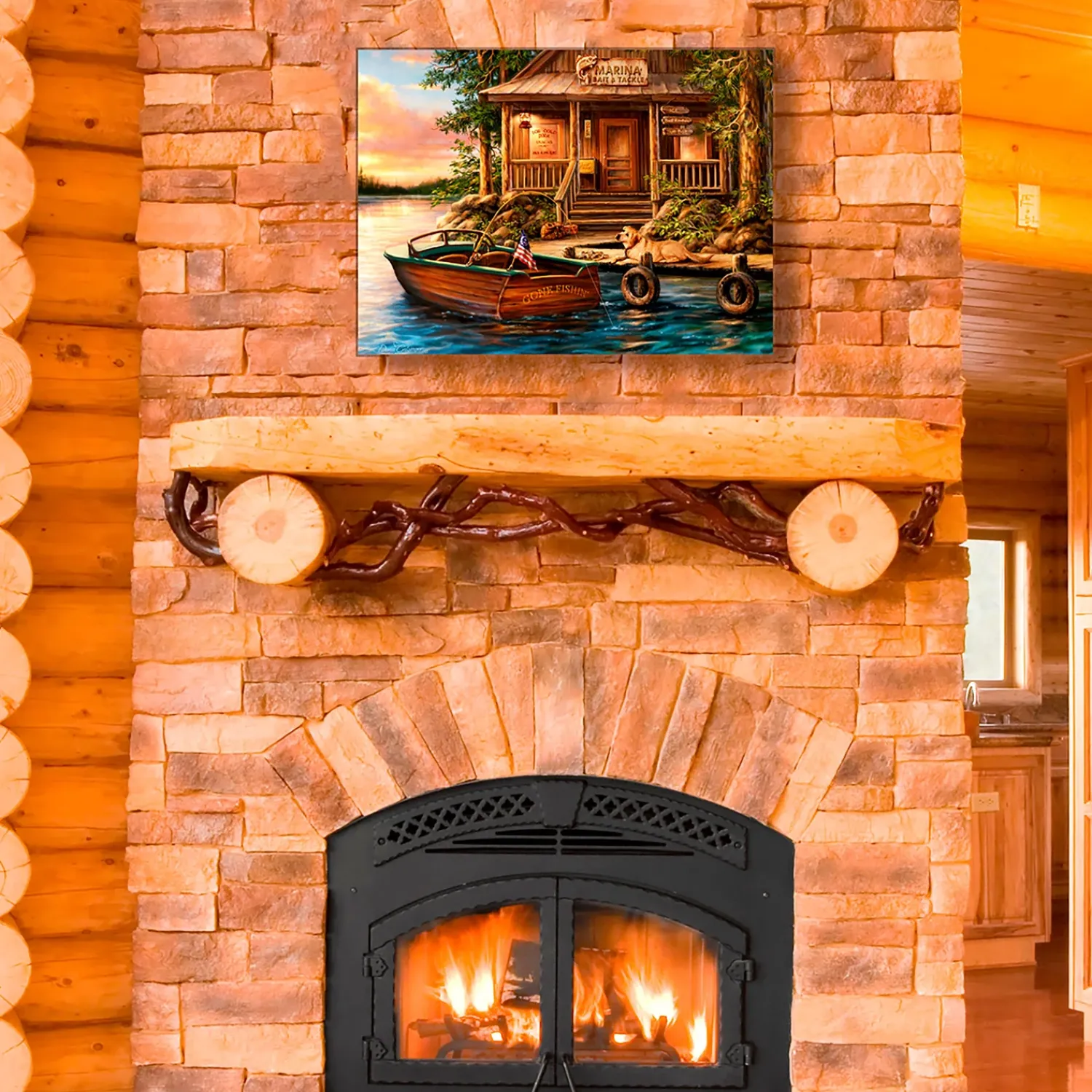 Plow & Hearth Wall Art|Lighted Accents>Personalized Illuminated Marina Wall Art Canvas