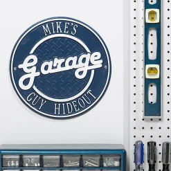 Plow & Hearth Address Signs & Wall Plaques>Personalized Round Retro Garage Sign In Cast Aluminum