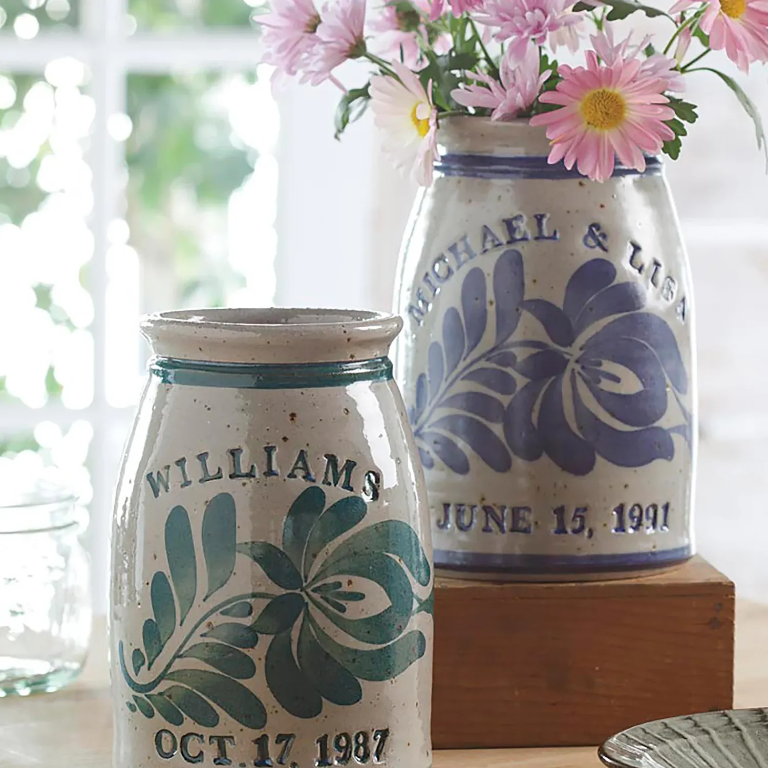Plow & Hearth Decorative Accents|Planters & Vases>Personalized Stoneware Wedding Crock